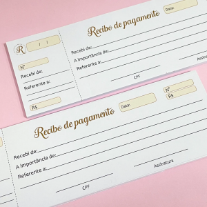 Bloco de recibo com canhoto 50 FLS Sulfite 75g 21x9,9cm 50 FLS 4/0 Frente Corte reto Com grampo e serrilha